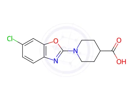 Chemical structure of 1-(6-Chloro-1,3-benzoxazol-2-yl)piperidine-4-carboxylic acid