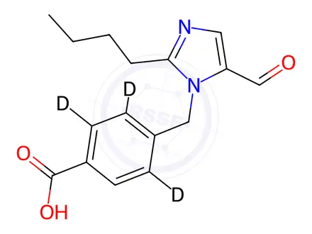 Chemical structure of 4-[(2-Butyl-5-formyl-1H-imidazol-1-yl)methyl]benzoic Acid-d3
