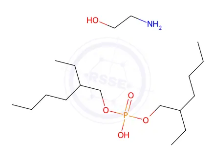 Chemical structure of bis(2-ethylhexyl) hydrogen phosphate, compound with 2-aminoethanol (1:1)