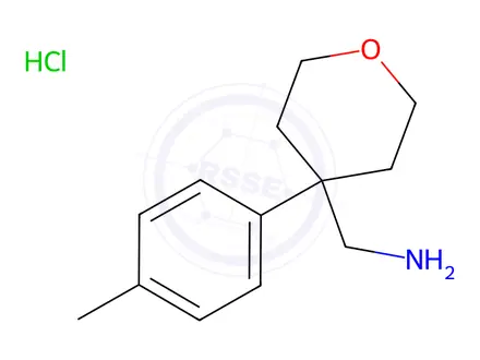 Chemical structure of [4-(4-methylphenyl)oxan-4-yl]methanamine hydrochloride