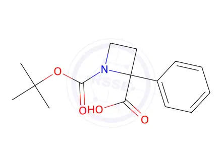 Chemical structure of 1-(Tert-butoxycarbonyl)-2-phenylazetidine-2-carboxylic acid