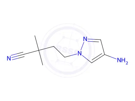 Chemical structure of 4-(4-Amino-1h-pyrazol-1-yl)-2,2-dimethylbutanenitrile