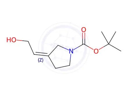 Chemical structure of (Z)-tert-butyl 3-(2-hydroxyethylidene)pyrrolidine-1-carboxylate