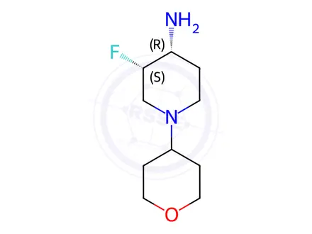 Chemical structure of (3S,4R)-3-fluoro-1-(tetrahydro-2H-pyran-4-yl)piperidin-4-amine dihydrochloride