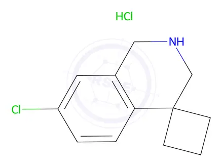 Chemical structure of 7'-Chloro-2',3'-dihydro-1'H-spiro[cyclobutane-1,4'-isoquinoline] hydrochloride