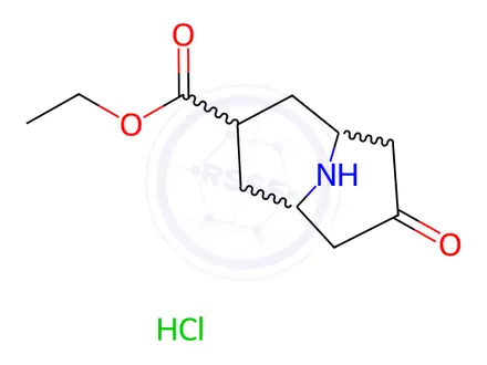 Chemical structure of 7-Oxo-9-aza-bicyclo[3.3.1]nonane-3-carboxylic acid methyl ester hydrochloride
