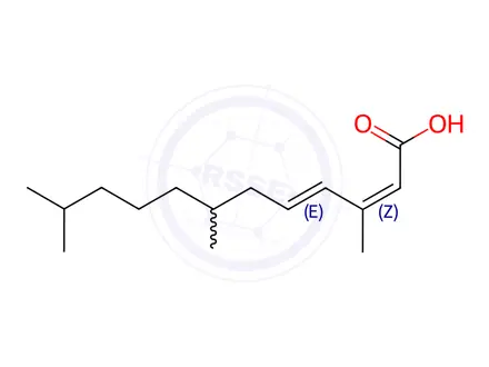 Chemical structure of (2Z,4E)-(±)-3,7,11-trimethyldodeca-2,4-dienoic acid