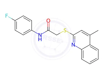 Chemical structure of N-(4-Fluorophenyl)-2-((4-methylquinolin-2-yl)thio)acetamide