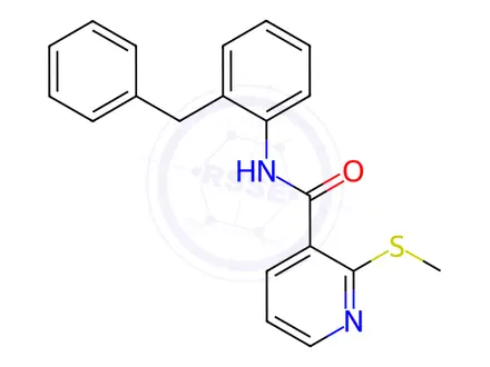Chemical structure of N-(2-Benzylphenyl)-2-(methylthio)nicotinamide
