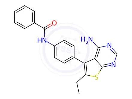 Chemical structure of N-(4-(4-Amino-6-ethylthieno[2,3-d]pyrimidin-5-yl)phenyl)benzamide