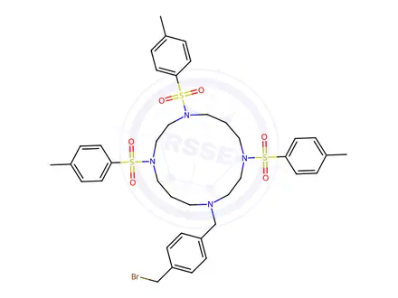 Chemical structure of 1-(4-(Bromomethyl)benzyl)-4,8,11-tritosyl-1,4,8,11-tetraazacyclotetradecane