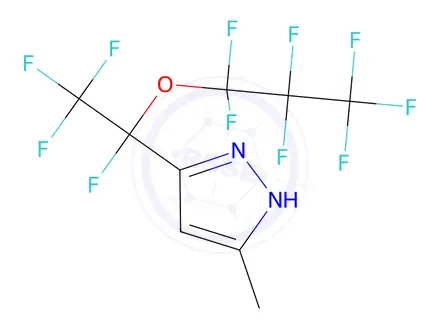 Chemical structure of 5-Methyl-3-(1,2,2,2-tetrafluoro-1-(perfluoropropoxy)ethyl)-1H-pyrazole