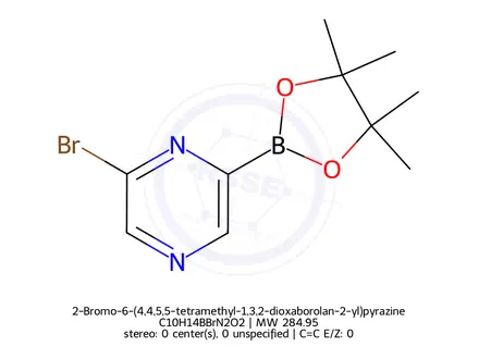 Chemical structure of 2-Bromo-6-(4,4,5,5-tetramethyl-1,3,2-dioxaborolan-2-yl)pyrazine