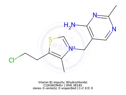Chemical structure of Thiamine Nitrate Impurity 3 (Thiamine Nitrate EP Impurity C Chloride Hydrochloride)
