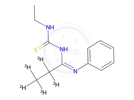 Chemical structure of N-[(Ethylamino)thioxomethyl]-N'-phenylpropanimidamide-d5