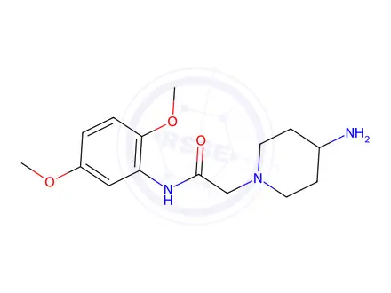 Chemical structure of 2-(4-Aminopiperidin-1-yl)-N-(2,5-dimethoxyphenyl)acetamide dihydrochloride