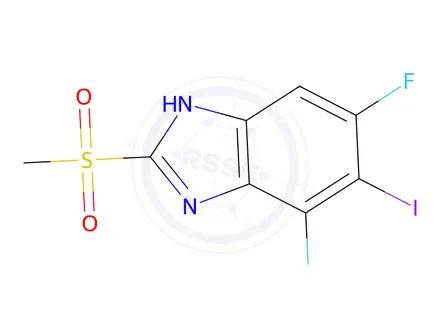 Chemical structure of 5,7-Difluoro-6-iodo-2-(methylsulfonyl)-1H-benzo[d]imidazole