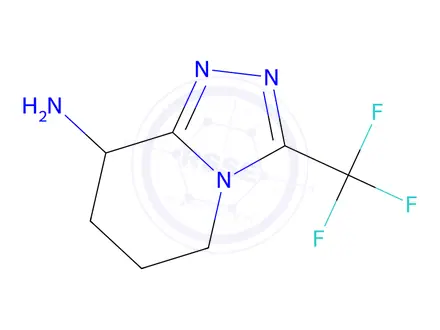 Chemical structure of 3-(Trifluoromethyl)-5,6,7,8-tetrahydro-[1,2,4]triazolo[4,3-a]pyridin-8-amine
