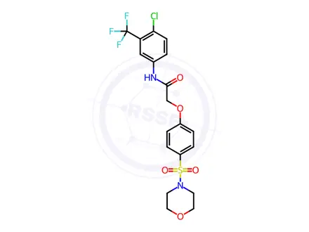 Chemical structure of N-[4-chloro-3-(trifluoromethyl)phenyl]-2-(4-morpholin-4-ylsulfonylphenoxy)acetamide