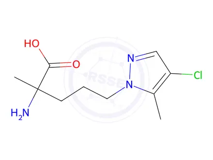 Chemical structure of 2-Amino-5-(4-chloro-5-methyl-1h-pyrazol-1-yl)-2-methylpentanoic acid