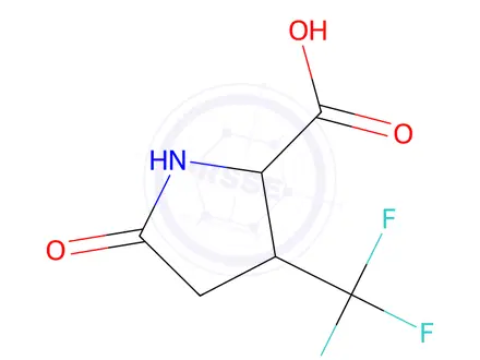 Chemical structure of 5-oxo-3-(trifluoromethyl)pyrrolidine-2-carboxylic Acid