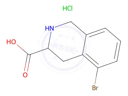 Chemical structure of 5-Bromo-1,2,3,4-tetrahydroisoquinoline-3-carboxylic acid hydrochloride
