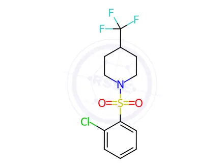 Chemical structure of 1-[(2-chlorophenyl)sulfonyl]-4-(trifluoromethyl)piperidine