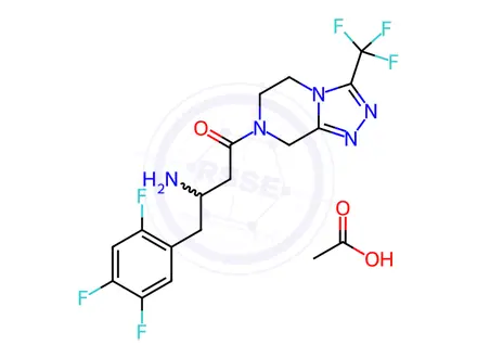 Chemical structure of 3-amino-1-[3-(trifluoromethyl)-5H,6H,7H,8H-[1,2,4]triazolo[4,3-a]pyrazin-7-yl]-4-(2,4,5-trifluorophenyl)butan-1-one, acetic acid