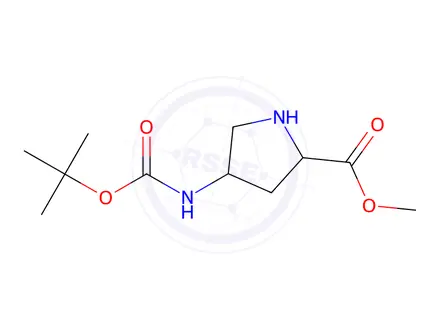 Chemical structure of Methyl 4-((tert-butoxycarbonyl)amino)pyrrolidine-2-carboxylate