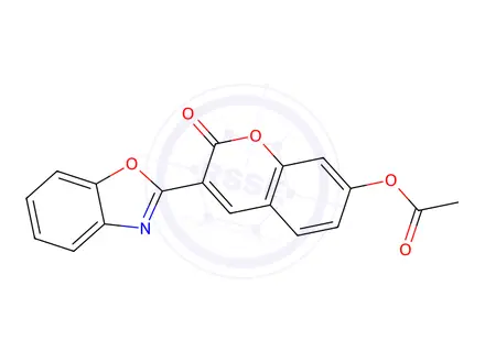 Chemical structure of 3-(2-Benzoxazolyl)umbelliferylacetate