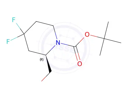 Chemical structure of Tert-butyl (R)-4,4-difluoro-2-(hydroxymethyl)piperidine-1-carboxylate