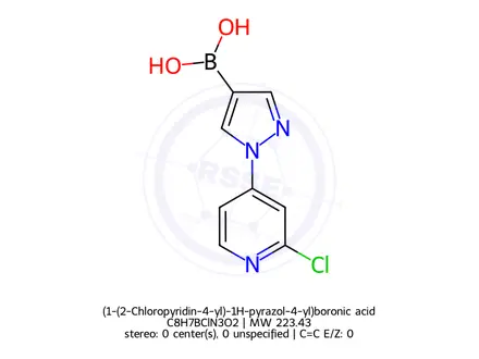 Chemical structure of (1-(2-Chloropyridin-4-yl)-1H-pyrazol-4-yl)boronic acid