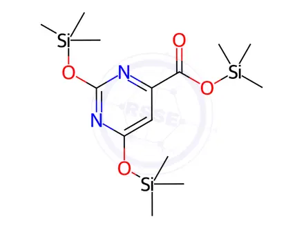 Chemical structure of 2,6-Bis(trimethylsilyloxy)pyrimidine-4-carboxylic acid trimethylsilyl ester