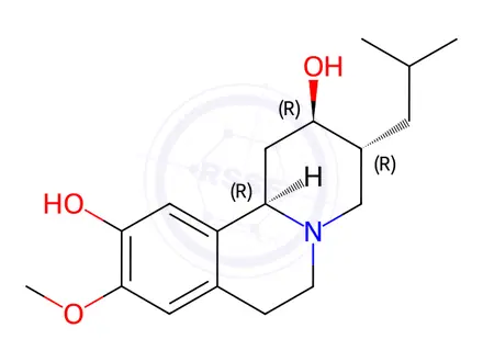 Chemical structure of (2R,3R,11bR)-1,3,4,6,7,11b-Hexahydro-9-methoxy-3-(2-methylpropyl)-2H-benzo[a]quinolizine-2,10-diol