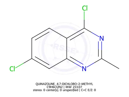 Chemical structure of QUINAZOLINE, 4,7-DICHLORO-2-METHYL-