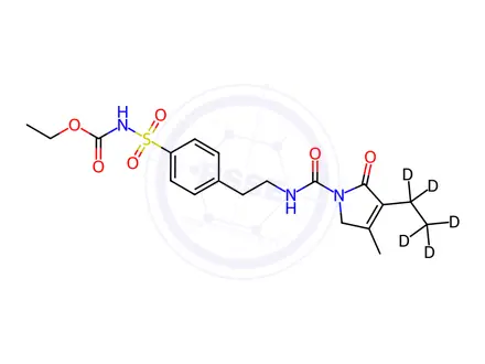 Chemical structure of [4-[2-[[(3-Ethyl-d5-2,5-dihydro-4-methyl-2-oxo-1H-pyrrol-1-yl)carbonyl]amino]ethyl]phenyl]sulfonyl]carbamic Acid Ethyl Ester