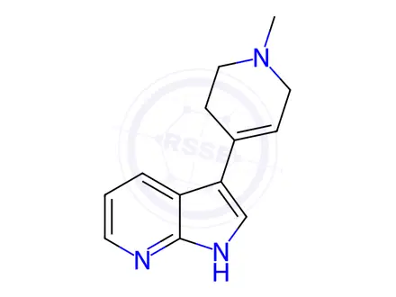 Chemical structure of 3-(1-Methyl-1,2,3,6-tetrahydropyridin-4-yl);-1H-pyrrolo[2,3-b]pyridine