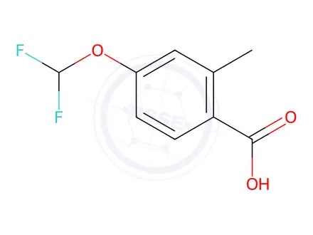 Chemical structure of Benzoic acid, 4-(difluoromethoxy)-2-methyl-