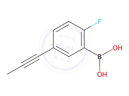 Chemical structure of (2-fluoro-5-(prop-1-yn-1-yl)phenyl)boronic acid