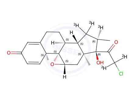Chemical structure of 17a-Hydroxy-21-chloro-9b,11b-epoxy-16a-methylpregna-1,4-diene-3,20-dione-d5