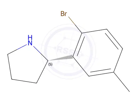 Chemical structure of (S)-2-(2-bromo-5-methylphenyl)pyrrolidine