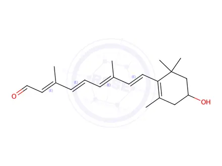 Chemical structure of rac-all-trans 3-Hydroxy Retinal (80%)
