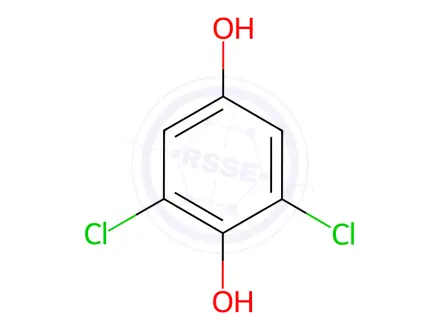 Chemical structure of 2,6-dichlorobenzene-1,4-diol