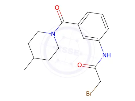 Chemical structure of 1138443-39-6 2-Bromo-N-{3-[(4-methyl-1-piperidinyl)carbonyl]-phenyl}acetamide 9109AC C15H19BrN2O2