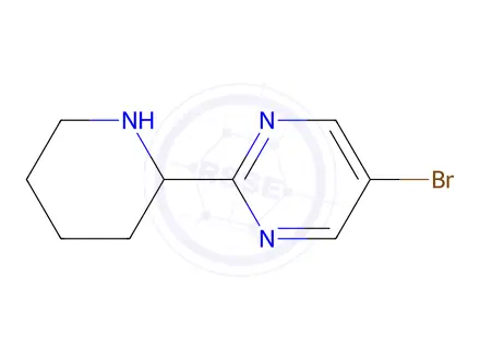 Chemical structure of 5-Bromo-2-(piperidin-2-yl)pyrimidine