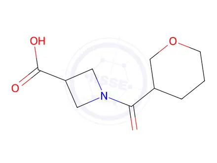 Chemical structure of 1-(Tetrahydro-2H-pyran-3-carbonyl)azetidine-3-carboxylic acid