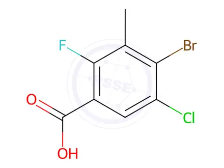 Chemical structure of 4-Bromo-5-chloro-2-fluoro-3-methylbenzoic acid
