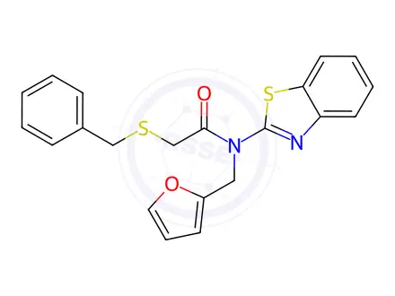 Chemical structure of N-(Benzo[d]thiazol-2-yl)-2-(benzylthio)-N-(furan-2-ylmethyl)acetamide