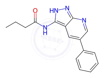 Chemical structure of N-(5-Phenyl-1H-pyrazolo[3,4-b]pyridin-3-yl)butyramide