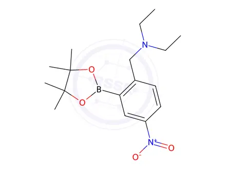 Chemical structure of N-Ethyl-N-(4-nitro-2-(4,4,5,5-tetramethyl-1,3,2-dioxaborolan-2-yl)benzyl)ethanamine